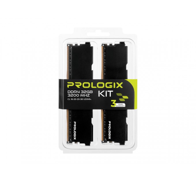 Модуль пам`ятi DDR4 2x16GB/3200 Prologix Black (PRO32GB3200B4K)