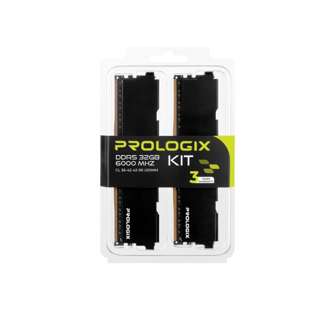 Модуль пам`ятi DDR5 2x16GB/6000 Prologix Black (PRO32GB6000B5K)