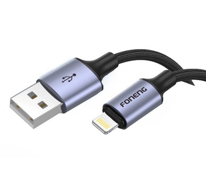 Кабель Foneng X95 Metal Head Braided Cable (3A) USB - Lightning, 1.2 м, Black (X95-CA-IP)
