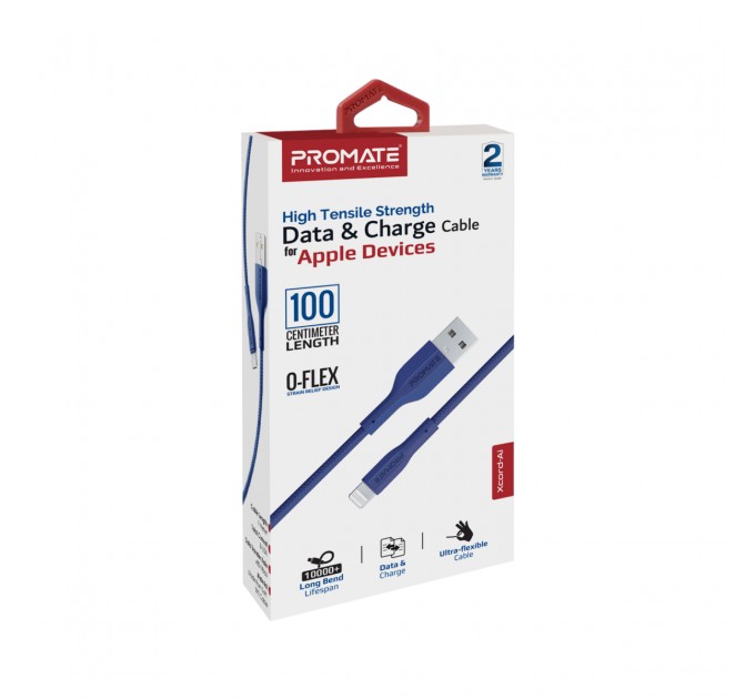 Кабель Promate USB - Lightning (M/M), 2 A, 1 м, xCord-Ai Navy (xcord-ai.navy)