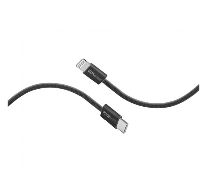Кабель Promate USB Type-C - Lightning (M/M), 3 A, 27 W, 1.2 м, EcoLine-Ci120 Black (ecoline-ci120.black)