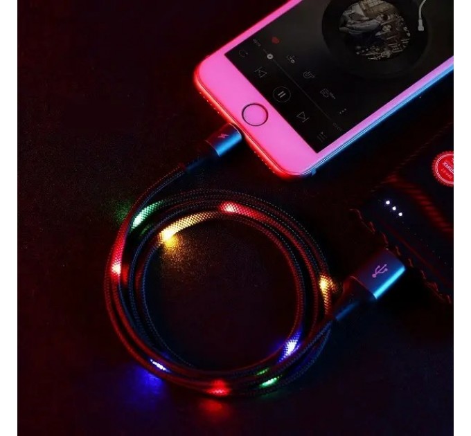 Remax Кабель Remax RC-133i EL Luminous (Sound-Activated) USB - Lightning (M/M), 1 м Black (6954851297567)