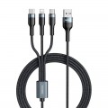 Remax Кабель Remax RC-186th SPEED Combo 3-in-1 USB - Lightning + micro USB + USB Type-C (M/M), 2.1 A, 1.2 м, Black (2000700011052)