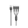 WK Кабель WK WDC-137 Upine Series 3-in-1 USB - Lightning + micro USB + USB Type-C (M/M), 1.2 м, Black (6941027616284)