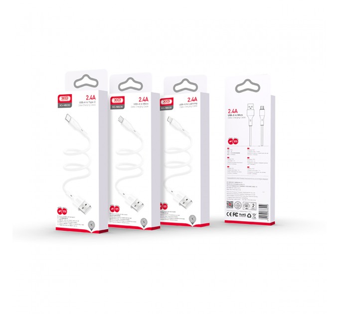Кабель XO NB230 USB - Lightning (M/M), 2.4 A, 1 м, White (NB230-AI.white)