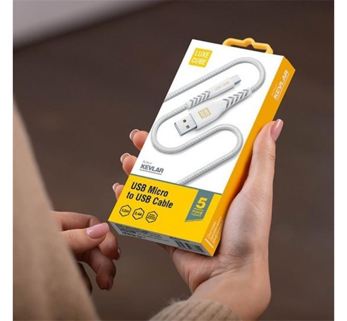Luxe Cube Кабель Luxe Cube Kevlar USB - micro USB (M/M), 1.2 м, білий (8886668686266)
