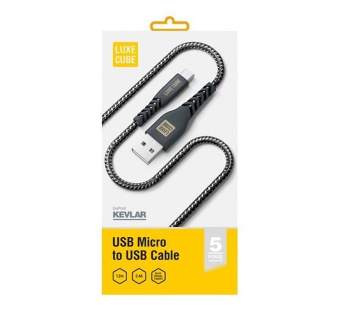 Luxe Cube Кабель Luxe Cube Kevlar USB - micro USB (M/M), 1.2 м, чорний (8886668686242)