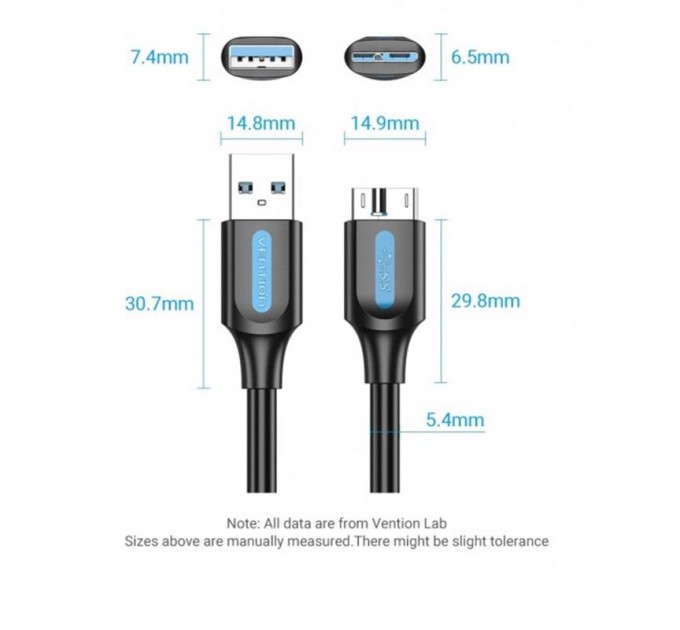 Vention Кабель Vention USB - micro USB Type-B (M/M), PVC, Round nickel-plated, 0.5 м, Black (COPBD)