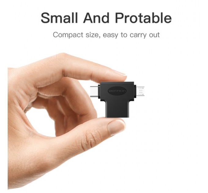 Vention Адаптер Vention USB - USB Type-C + micro USB V 3.0 (F/M) Black (CDIB0)