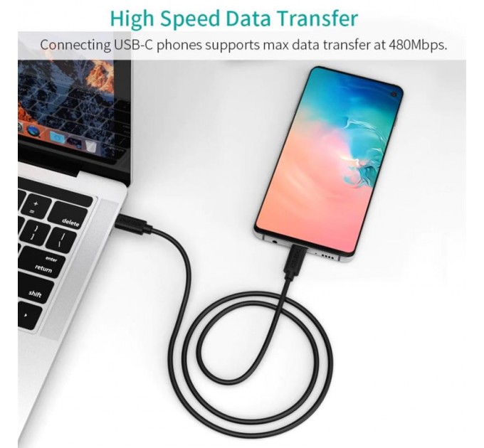 Кабель Choetech USB Type-C - USB TypeC (M/M), 0.5 м, Black (CC0001)