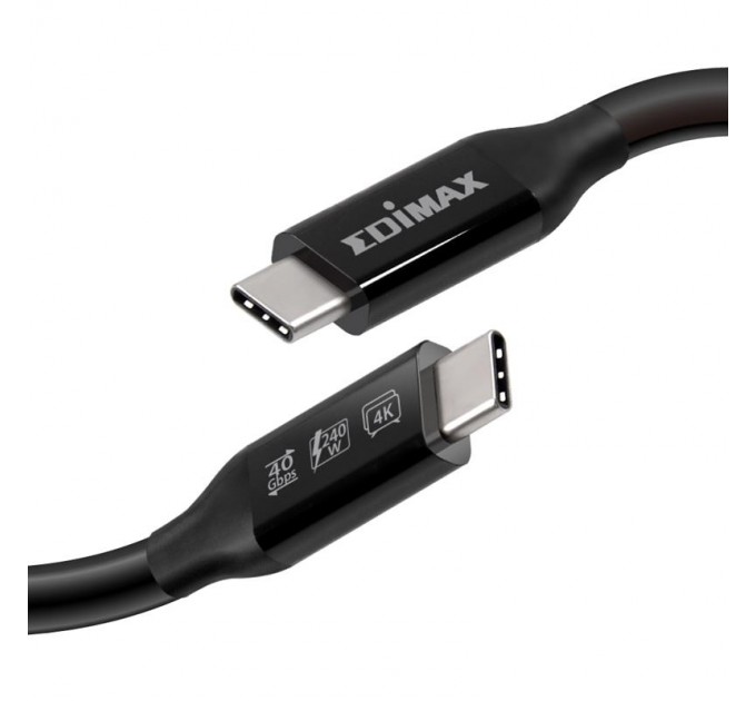 Кабель Edimax UC4 V2 USB Type-C - USB Type-C (M/M), Thunderbolt 3, 240 W, 20 V, 5 A Max, 1 м, Black (UC4-010TB)