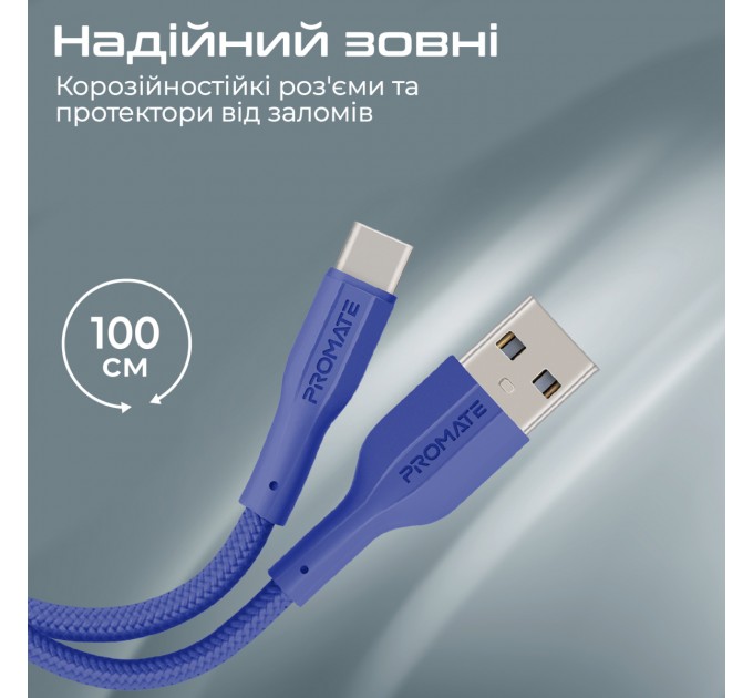 Кабель Promate USB - USB Type-C (M/M), 2 A, 1 м, xCord-AC Navy (xcord-ac.navy)