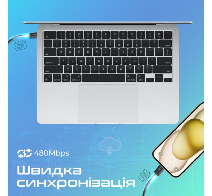 Кабель Promate USB Type-C - USB Type-C (M/M), 3 A, 60 W, 1.2 м, EcoLine-CC120 Black (ecoline-cc120.black)