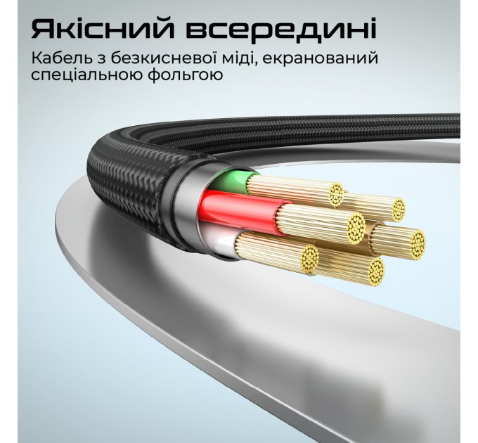Promate Кабель Promate USB Type-C - USB Type-C (M/M), 3 A, 60 W, 1.2 м, Springy Black (springy.black)