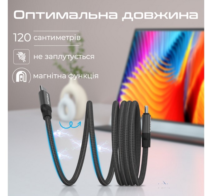 Promate Кабель Promate USB Type-C - USB Type-C (M/M), 3 A, 60 W, 1.2 м, Springy Black (springy.black)