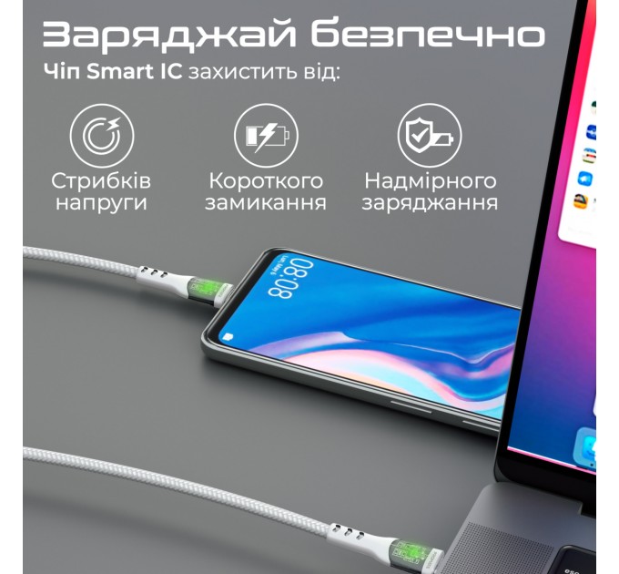 Promate Кабель Promate USB Type-C - USB Type-C (M/M), 3 A, 60 W, 2 м, TransLine-CC200 White (transline-cc200.white)