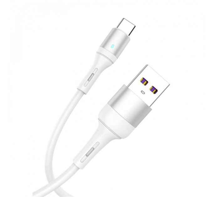SkyDolphin Кабель SkyDolphin S06T LED Smart Power USB -  USB Type-C (M/M), 1 м, White (USB-000556)