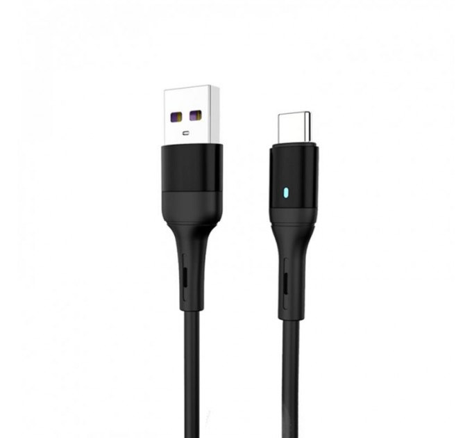 Кабель SkyDolphin S06T LED Smart Power USB - USB Type-C (M/M), 1 м, Black (USB-000557)