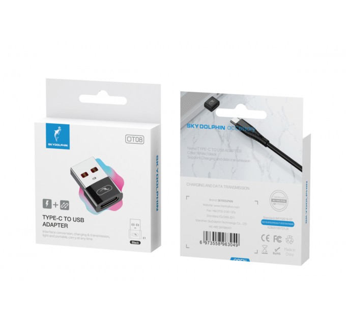 SkyDolphin Перехідник SkyDolphin OT08 Mini USB Type-C - USB (F/M) Black (SDADPT-00031)