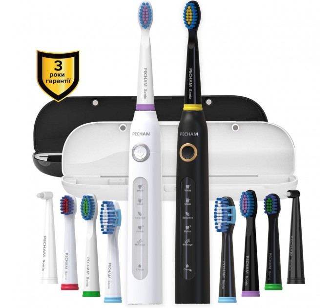 Pecham Набір зубних щіток Pecham Black and White Travel Set PC-084 (0290119010100)