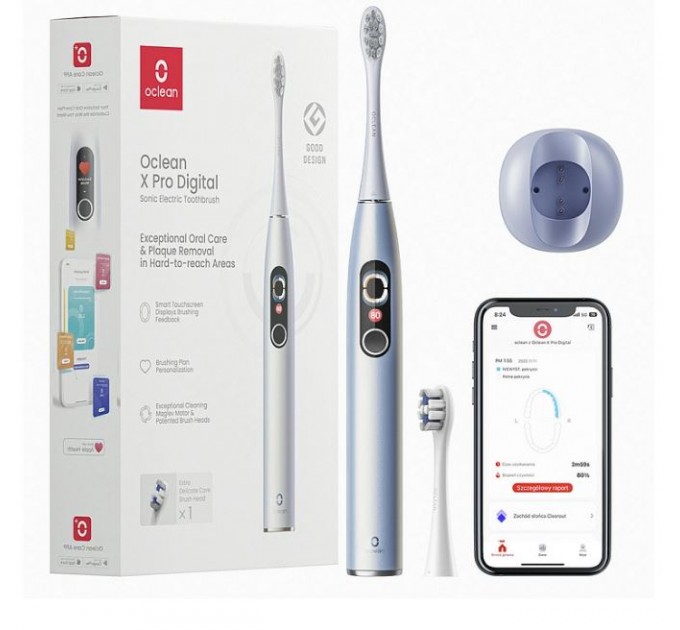 Oclean Розумна зубна електрощітка Oclean X Pro Digital Electric Toothbrush Glamour Silver (6970810552560)
