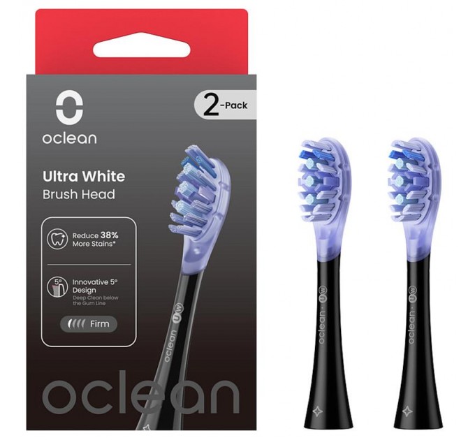 Oclean Насадка для зубної електрощітки Oclean UW02 B02 Ultra White Brush Head Black (2 шт) (6970810553550)