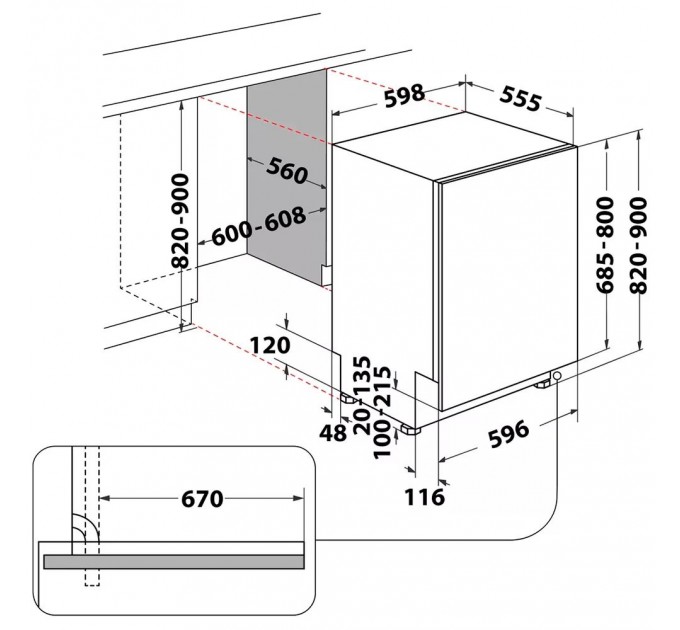 Вбудована посудомийна машина Whirlpool WIC 3C34 PFE S