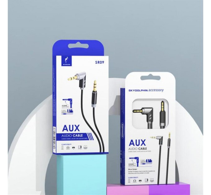 SkyDolphin Аудіо-кабель SkyDolphin SR09 Rotate Aluminium Connector 3.5 мм - 3.5 мм (M/M), 1.5 м, Black/Grey (AUX-000063)