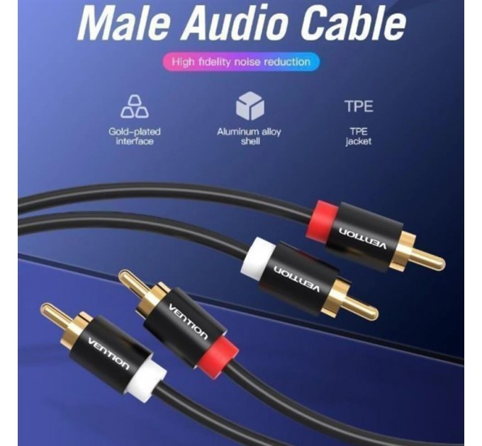 Vention Кабель Vention 2хRCA - 2хRCA (M/M), 1 м, Black (VAB-R06-B100)