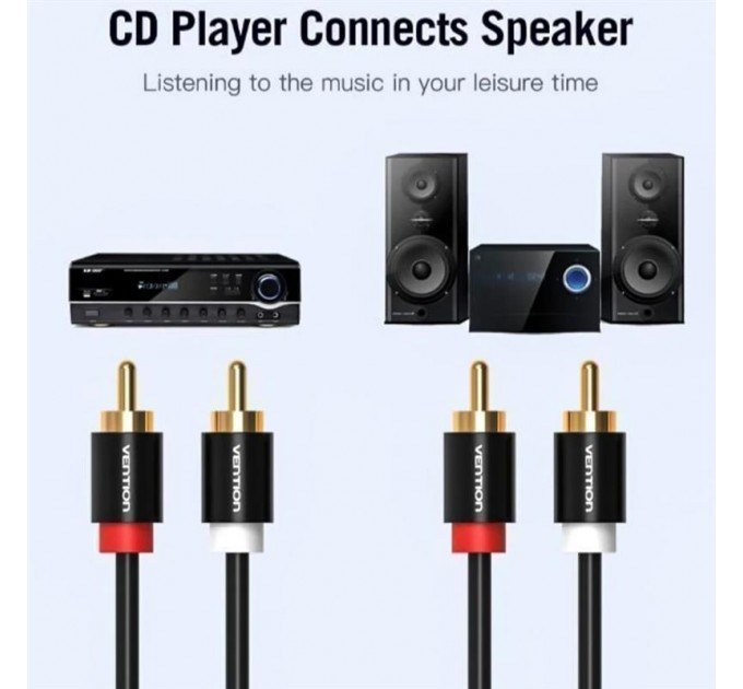 Vention Кабель Vention 2хRCA - 2хRCA (M/M), 1 м, Black (VAB-R06-B100)