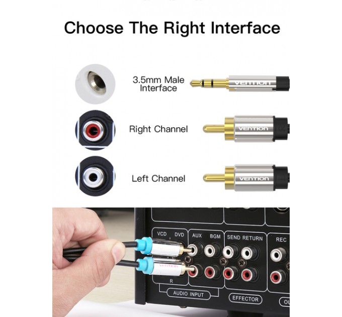 Vention Кабель Vention 3.5 мм - 2xRCA (M/M), 2 м, Black (BCFBH)