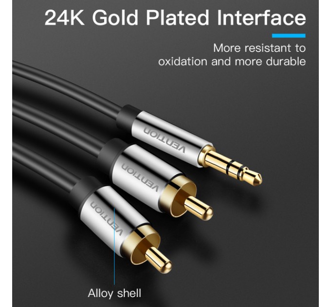 Vention Кабель Vention 3.5 мм - 2xRCA, М/M, 0.5 м, чорний (BCFBD)