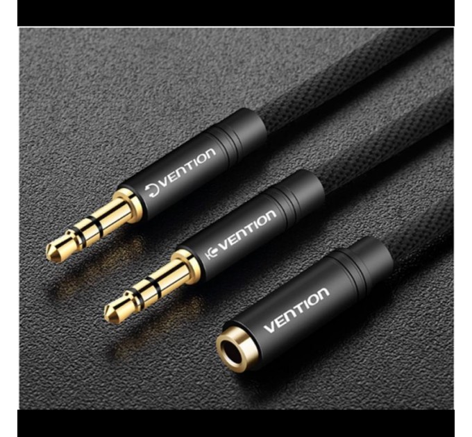 Vention Кабель Vention 3.5 мм - 2х3.5 мм (F/M), 0.3 м, Black (BBLBY)
