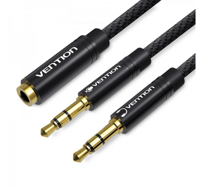 Vention Кабель Vention 3.5 мм - 2х3.5 мм (F/M), 0.3 м, Black (BBLBY)