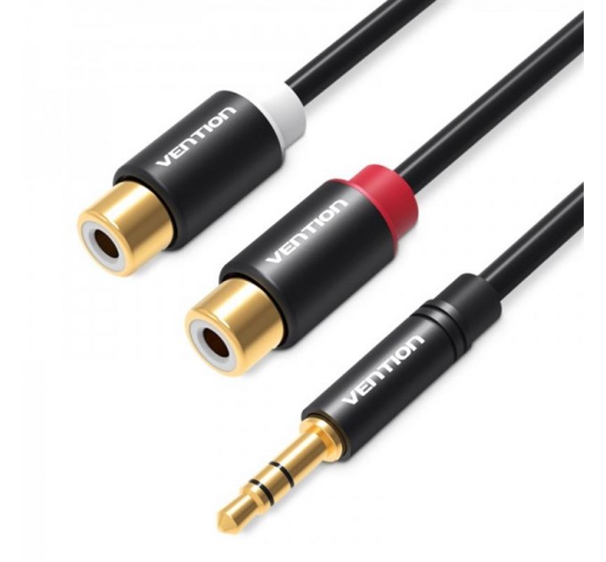 Vention Кабель Vention 3.5 мм - 2хRCA (M/F), 0.3 м, Black (VAB-R02-B030)