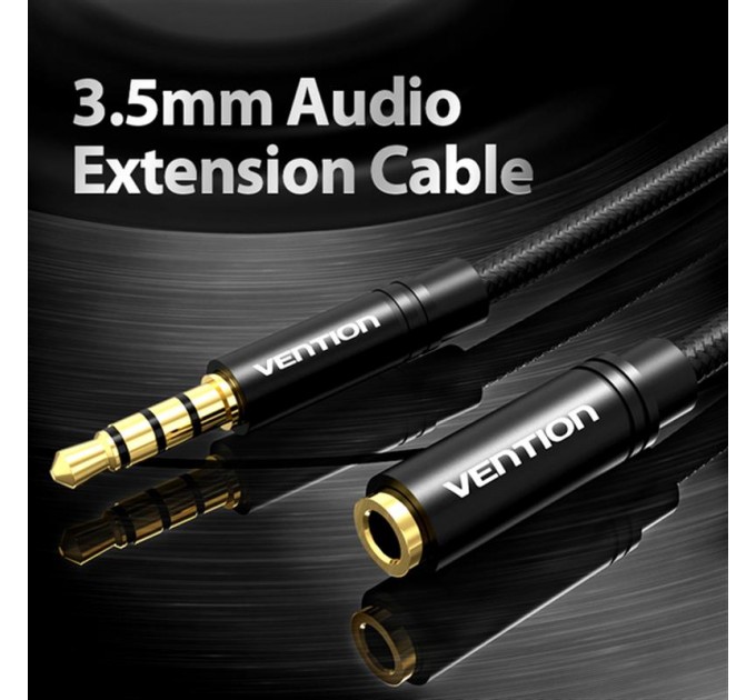 Кабель Vention 3.5 мм - 3.5 мм (M/F), 2 м, Black (BHBBH)