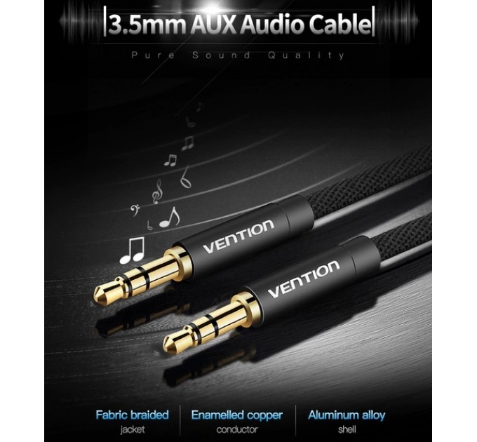 Vention Кабель Vention 3.5 мм - 3.5 мм (M/M), 1 м, Black (P350AC100-B-M)