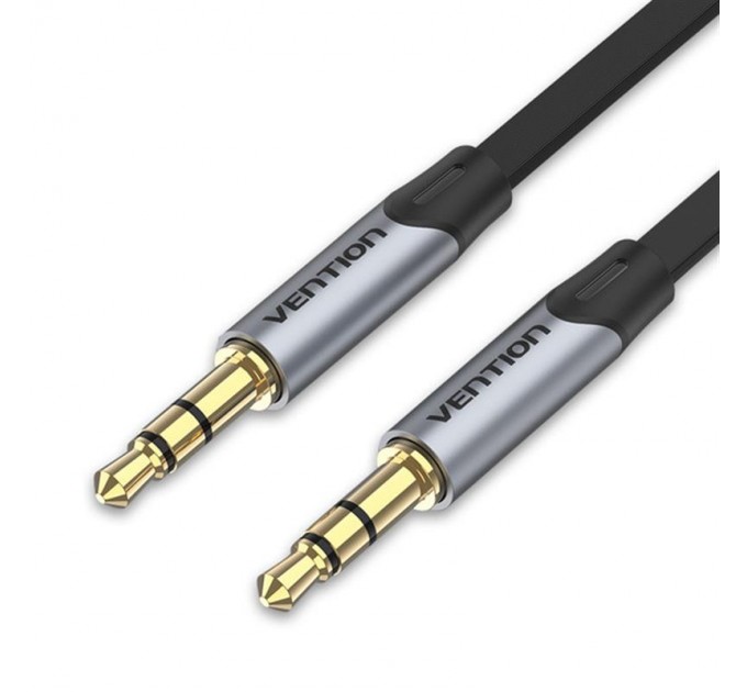 Кабель Vention Audio 3.5 мм - 3.5 мм (M/M), 1 м, Metal Type, чорний/сріблястий (BAPHF)
