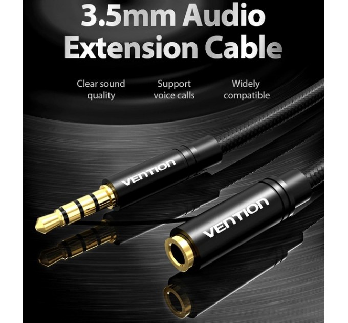 Vention Кабель Vention Audio 3.5 мм - 3.5 мм (М/F), 2 м, чорний (VAB-B06-B200-M)