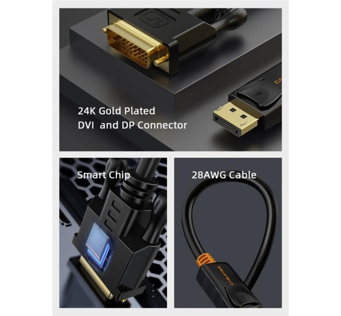 Кабель Cabletime DisplayPort - DVI (M/M), 1.8 м (CD34K)