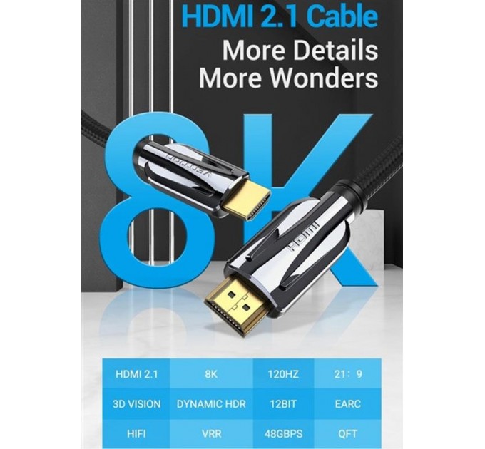 Vention Кабель Vention HDMI - HDMI v.2.1 (M/M), 1.5 м, Black (AALBG)