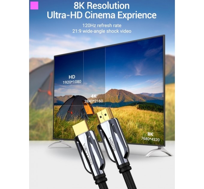 Кабель Vention HDMI-HDMI, 2 m, v2.1 (AALBH)