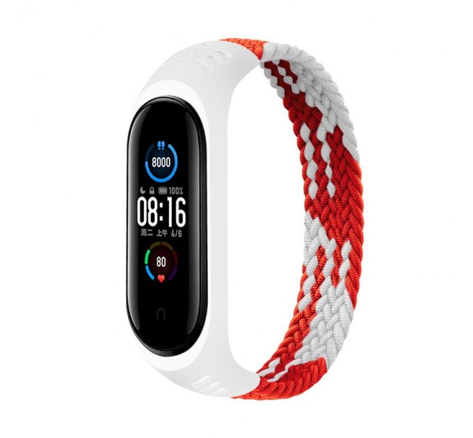 BeCover Ремінець BeCover Elastic Nylon Style для Xiaomi Mi Smart Band 5/Mi Smart Band 6 Size S Red/White (706137)