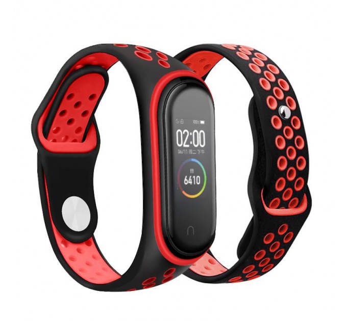 BeCover Ремінець BeCover Nike Style для Xiaomi Mi Smart Band 5/Mi Smart Band 6 Black-Red (705153)