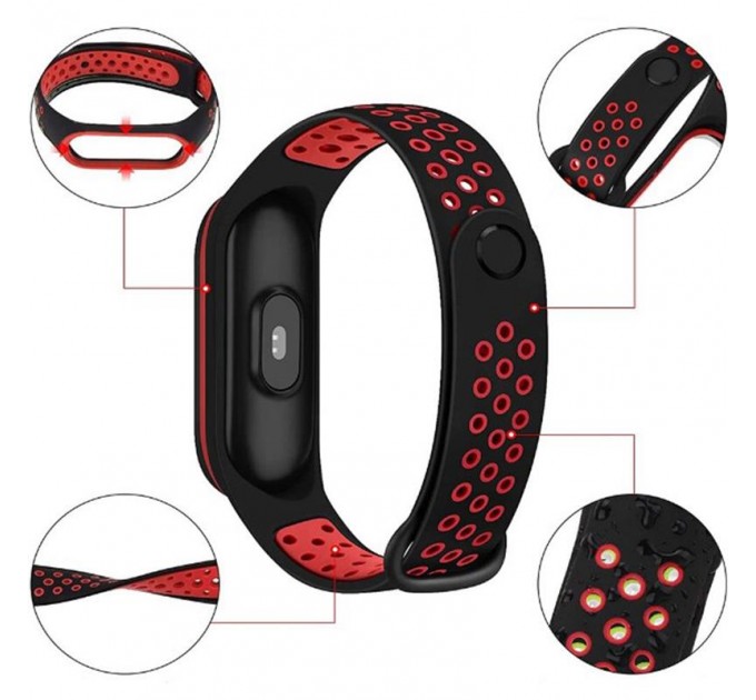BeCover Ремінець BeCover Nike Style для Xiaomi Mi Smart Band 5/Mi Smart Band 6 Black-Red (705153)