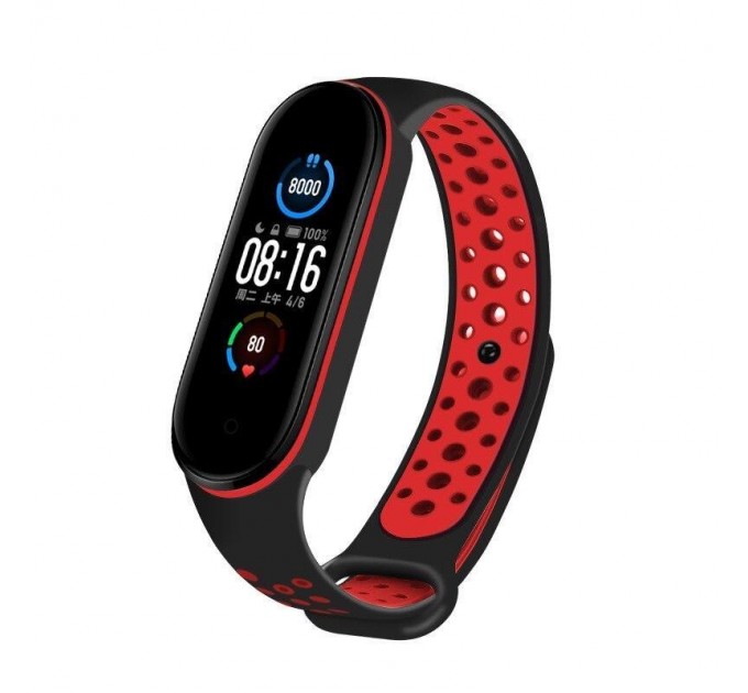 BeCover Ремінець BeCover Nike Style для Xiaomi Mi Smart Band 5/Mi Smart Band 6 Black-Red (705153)