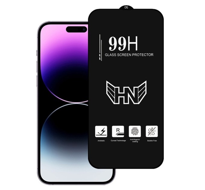 Noname Захисне скло для Apple iPhone 15 Pro Black, 0.3 мм, 4D ARC (Z27957) без упаковки