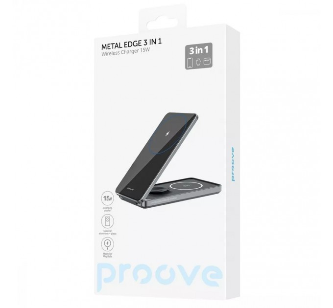 Proove Бездротовий зарядний пристрій Proove Metal Edge 3in1 15W Gray (WSME15010003)