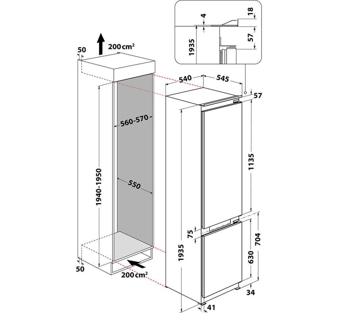 Whirlpool Вбудований холодильник Whirlpool WHC20 T352