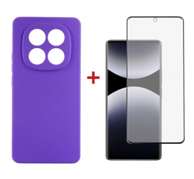 Чохол до мобільного телефона Dengos Kit Xiaomi Redmi Note 14 Pro case Carbon + glass (Purple) (DG-KM-130)